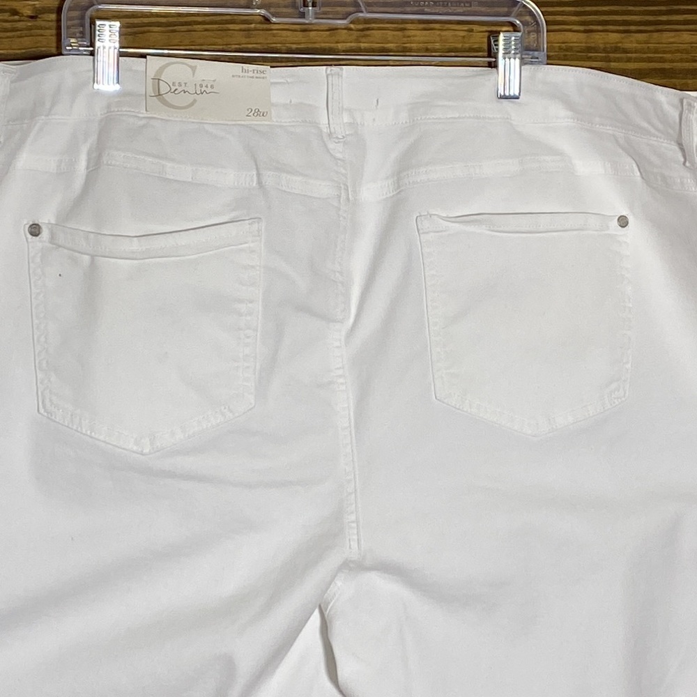 Plus Size White Distressed Denim Shorts - Picture 9 of 10
